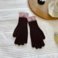 Winter knit gloves for women, warm thick colorblock touchscreen gloves, stylish cozy hand wear. - One Size / Brown Color Block