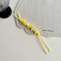 Colorful letter beaded lanyard bag charm, stylish dopamine happy keychain accessory. - Yellow Happy
