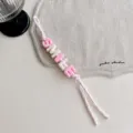 Colorful letter beaded bag charm, pink braided rope accessory, cute smile pendant for handbag. - Light Pink SMILE
