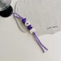 Dopamine acrylic letter beaded braided rope bag charm, colorful charm pendant for bags. - Dark Purple LOVE
