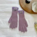 Cozy colorblock touchscreen knit gloves for women, warm winter gloves with stylish wrist labels. - One Size / Purple Color Blocking