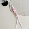 Pink beaded strap with HAPPY letters, cute dopamine style bag charm or key pendant accessories. - Light Pink HAPPY