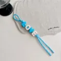 Colorful acrylic letter beaded braided bag charm, dopamine style strap pendant for handbags. - Light Blue LOVE