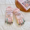 Pink winter ski gloves for women and kids, warm thickened waterproof cycling thermal gloves. - Kids Size (Ages 6-12) / Pink