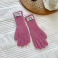 Guantes de invierno de punto cálidos para mujer, guantes térmicos rosas de cinco dedos. - Talla única / Rosa
