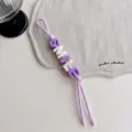 Purple beaded letter braided rope bag pendant charm with smile text decoration daily use. - Light Purple SMILE