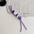 Purple bead SMILE letter woven bag charm keychain aesthetic cute accessory for backpack handbag - Dark Purple SMILE