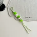 Colorful letter beaded lanyard dopamine style phone charm cute woven keychain strap accessory - Light Green HAPPY