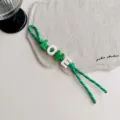 Dopamine style acrylic alphabet woven rope bag charm, colorful bead keychain accessory. - Dark Green LOVE