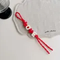Colorful acrylic letter braided rope bag charm with LOVE beads, sweet accessory for bags. - Red Love