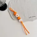 Dopamine style acrylic letter braided rope bag charm, colorful bead keychain accessory. - Orange Love