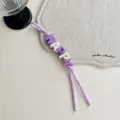 Purple woven strap keychain with happy letter beads, cute miu style bag charm accessory. - Light Purple HAPPY