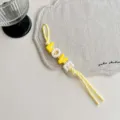 Colorful acrylic letter bead bag charm with yellow braided rope, trendy dopamine style accessory. - Yellow LOVE