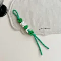 Green and white beaded lanyard with SMILE letters, stylish bag charm and accessories. - Dark Green SMILE