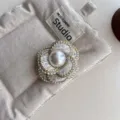 Tweed Camellia Pearl Brooch Elegant Fabric Flower Pin for Women Chic Fashion Jewelry - Three-Petal White Floral Brooch