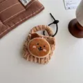 Süßer handgemachter gestrickter Bär Plüsch Kopfhörer Beutel Schlüsselanhänger Zubehör - Dunkler Welpe