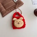 Handgemachte gestrickte Kopfhörer Tasche niedliche Cartoon Tier Tasche Schlüsselanhänger - Heller Welpe