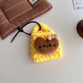 Handgemachte gehäkelte gelbe Mini-Kopfhörertasche süße Katze Plüsch Anhänger Schlüsselanhänger Taschendekoration - Dunkle Katzenform