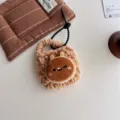 Handmade knitted cartoon animal earphone pouch cute bag charm keyring for women and girls - Dark Rabbit