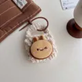 Handmade Knitted Cartoon Puppy Earphone Pouch Cute Fluffy Plush Bag Pendant Keychain - Light Rabbit