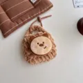 Handcrafted knitted plush earphone bag cute cartoon bear bag charm keychain accessory - Light Color Bear