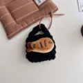 Handmade black woven earphone pouch cute plush chicken leg bag pendant keychain charm - Fish