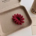 Red fuzzy telephone cord hair tie, soft plush spiral ponytail holder for daily winter styling. - Glossy Red