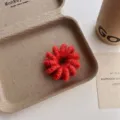 Plush telephone wire hair tie in vibrant red, cute fuzzy hair rope for stylish ponytails. - Orange Red