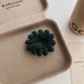 Dark green fuzzy telephone wire hair tie, soft plush scrunchie for sweet casual hairstyles. - Dark Green