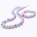 Süße kinder pastell perlen halskette und armband set bunte perlen schmuck geschenk - Rosa Blau Lila Weiß Farbverlauf