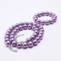 Kinder Perlenkette und Armband Set lila Kunstperlen Schmuck Set für Mädchen und Kinder - Lila