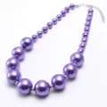 Children chunky purple pearl necklace, DIY beaded statement necklace for girls party jewelry - Purple