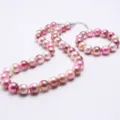 Kids gradient pearl necklace bracelet set, lovely colorful beaded jewelry for little girls. - Pink White Gradient