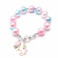 Kinder bunte Perlen Armband mit süßem Einhorn und Lutscher Anhänger für Mädchen Schmuck. - 10mm / 4