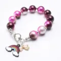 Bracelet de perles colorées pour enfants avec pendentif arc-en-ciel, bijoux fantaisie mignons. - 5
