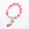 Bracelet de perles roses dégradées pour enfants avec pendentif queue de sirène - 6