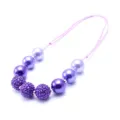 Children's resin rhinestone ball adjustable necklace for kids, cute purple beads item! - Gradient Purple
