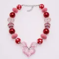Collana di perle per bambini con ciondolo a cuore glitterato rosa, set di gioielli. - Collana