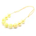Cute yellow resin rhinestone beaded necklace for kids, adjustable cord design for daily wear. - Yellow