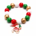 Kids Christmas beaded bracelet with colorful balls and Santa Claus pendant jewelry. - Santa Claus Style