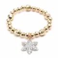 Goldfarbenes Perlenarmband fuer Kinder mit glitzerndem Schneeflocken Anhanger Xmas gift - Schneeflocken-Muster-Stil