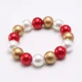 Kinder bunt künstliche Perlen Armband rot weiß gold elastisch Modeschmuck Accessoire - Stil 1