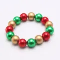 Detail des Weihnachts Kinder Perlenarmbands, rot grün gold ABS Perlen, festlicher Festschmuck. - Stil 2