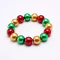Weihnachten Kinder Perlenarmband mit roten gruenen und goldenen Perlen fuer festlichen Look. - Stil 5