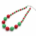 Weihnachten rot und grün klobige acryl perlen halskette kinder schmuck detail ansicht. - Rot und Grün