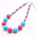 Kids chunky pink blue acrylic bead necklace, cute colorful statement jewelry piece for girls. - Pale Blue