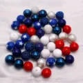 20mm Acrylic Red White Blue Star Craft Beads DIY Assorted Loose Beads Set for DIY - Red White Blue Mixed