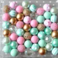 50pcs perles acryliques gros boules 20mm couleur mélangée pour fabrication de bijoux DIY. - Vert Menthe Mélangé / 50 Pièces/Paquet