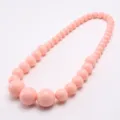 Childrens cute pink acrylic beaded necklace candy color elastic fashion jewelry detail - Pink