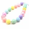 Children pastel beaded necklace cute colorful chunky bead jewelry set for little girls kids - Necklace